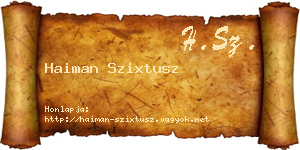 Haiman Szixtusz névjegykártya